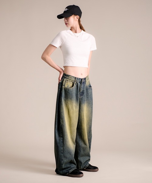 MAISON SELECT(メゾンセレクト)の「7A3 サイドタックワイドデニム SHORT DD5006(デニムパンツ・レディース・ライトブルー/ブラック/ブルー/ブルー系その他・M/L/XL/S)」の22枚目の写真
