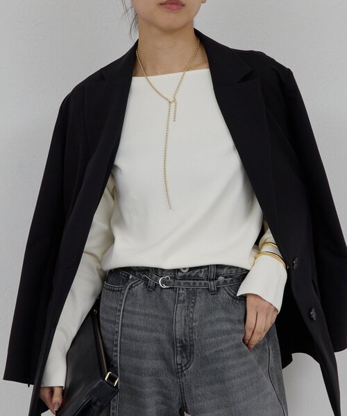 GALLARDAGALANTE（ガリャルダガランテ）の「ボートニットプルオーバー（ニット/セーター・レディース・ブラック/ベージュ/キャメル/オフホワイト・FREE）」の2枚目の写真