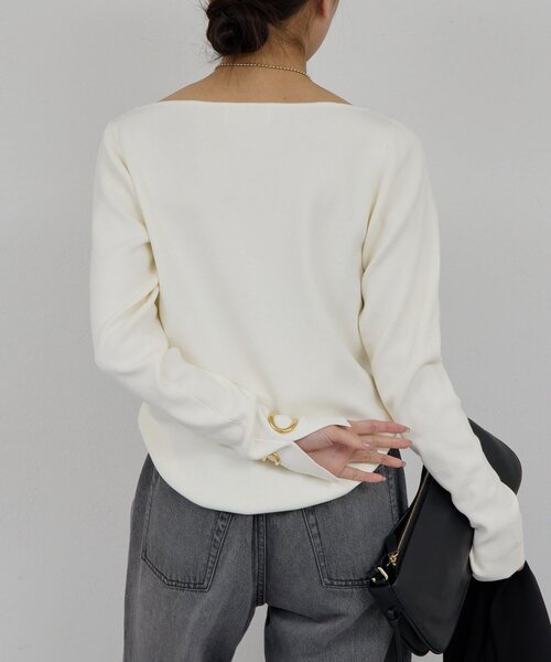 GALLARDAGALANTE（ガリャルダガランテ）の「ボートニットプルオーバー（ニット/セーター・レディース・ブラック/ベージュ/キャメル/オフホワイト・FREE）」の7枚目の写真