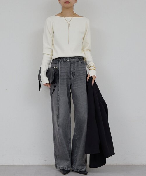 GALLARDAGALANTE（ガリャルダガランテ）の「ボートニットプルオーバー（ニット/セーター・レディース・ブラック/ベージュ/キャメル/オフホワイト・FREE）」の8枚目の写真