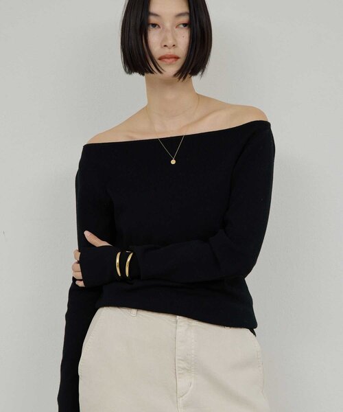 GALLARDAGALANTE（ガリャルダガランテ）の「ボートニットプルオーバー（ニット/セーター・レディース・ブラック/ベージュ/キャメル/オフホワイト・FREE）」の16枚目の写真