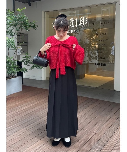 前後2wayリボンデザインシアーローゲージニット（ニット/セーター