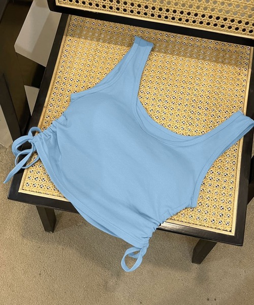 IRADOWL（アイラドール）の「パッド付サイドドロストショート丈タンクトップ（タンクトップ・レディース・ライトグリーン/ホワイト/ブラック/ライトブルー/グレー・FREE）」の10枚目の写真