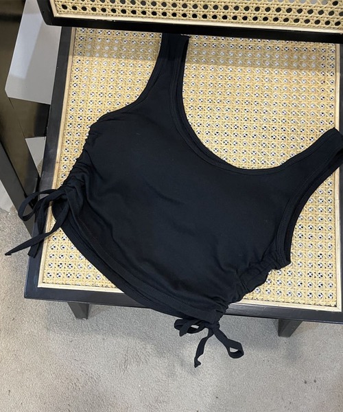 IRADOWL（アイラドール）の「パッド付サイドドロストショート丈タンクトップ（タンクトップ・レディース・ライトグリーン/ホワイト/ブラック/ライトブルー/グレー・FREE）」の14枚目の写真