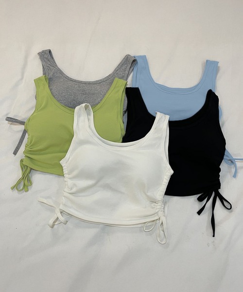 IRADOWL（アイラドール）の「パッド付サイドドロストショート丈タンクトップ（タンクトップ・レディース・ライトグリーン/ホワイト/ブラック/ライトブルー/グレー・FREE）」の15枚目の写真