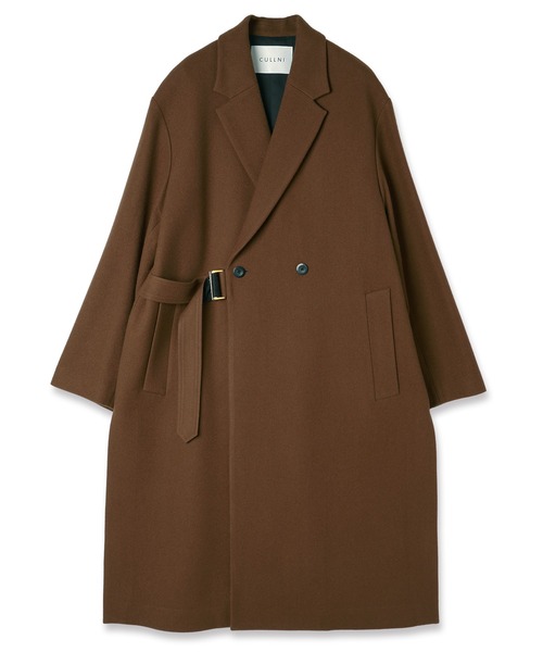 CULLNI（クルニ）の「Lamb Wool Melton Tie Locken Long Chester Coat（チェスターコート・メンズ・ブラウン/ネイビー/ブラック/グリーン・2/1/0）」の6枚目の写真