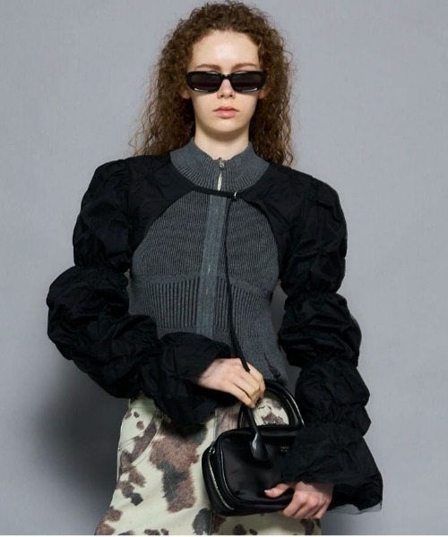 Tulle Layered Shirring Bolero/チュールレイヤードシャーリング