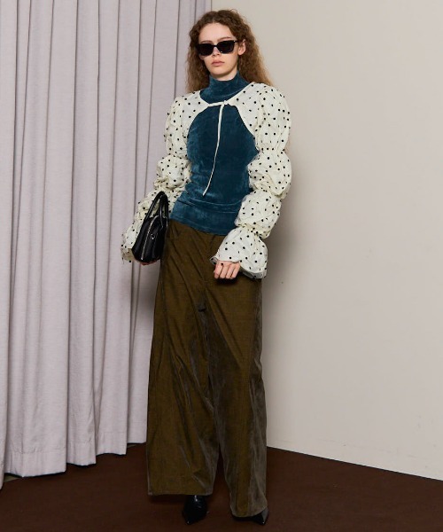 【MAISON SPECIAL】シャーリングチュールコンビカットトップ MAISON SPECIAL（メゾンスペシャル）の「Shirring Tulle