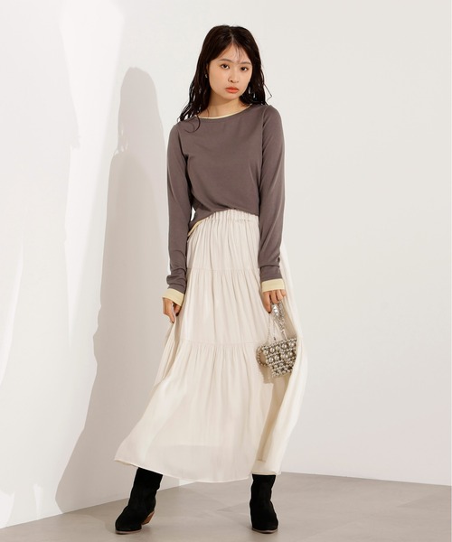 N.（N. Natural Beauty Basic）（エヌエヌナチュラルビューティーベーシック）の「シアーレイヤードトップス（Tシャツ/カットソー・レディース・グレー/ネイビー/ブラウン・MEDIUM）」の6枚目の写真