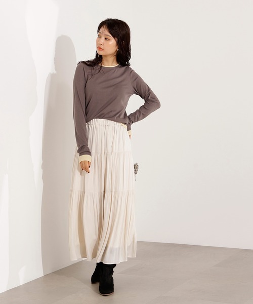 N.（N. Natural Beauty Basic）（エヌエヌナチュラルビューティーベーシック）の「シアーレイヤードトップス（Tシャツ/カットソー・レディース・グレー/ネイビー/ブラウン・MEDIUM）」の7枚目の写真