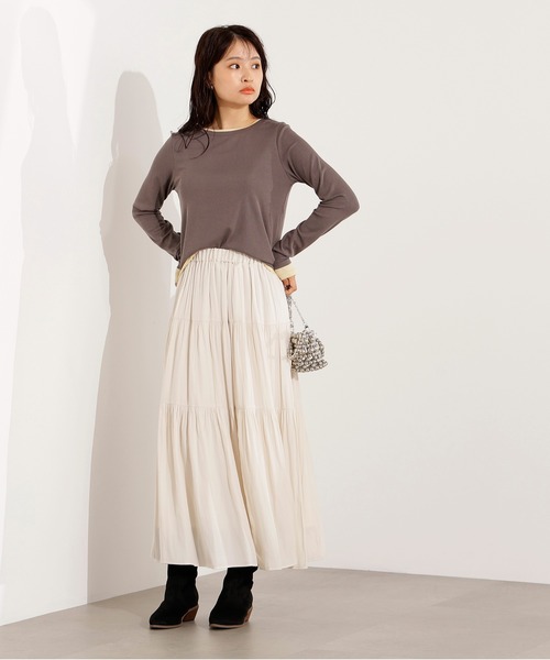 N.（N. Natural Beauty Basic）（エヌエヌナチュラルビューティーベーシック）の「シアーレイヤードトップス（Tシャツ/カットソー・レディース・グレー/ネイビー/ブラウン・MEDIUM）」の9枚目の写真