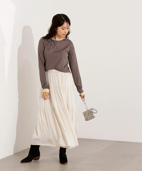 N.（N. Natural Beauty Basic）（エヌエヌナチュラルビューティーベーシック）の「シアーレイヤードトップス（Tシャツ/カットソー・レディース・グレー/ネイビー/ブラウン・MEDIUM）」の11枚目の写真