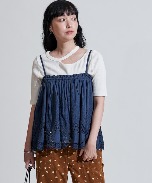FREAK'S STORE(フリークスストア)の「インド レース 2way スカートトップス/レースキャミビスチェ(キャミソール・レディース・オフホワイト/ネイビー・フリ-)」の22枚目の写真
