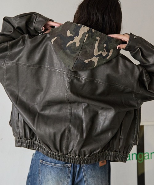 PBLIM(ページボーイリム)の「《UNISEX》ウォッシュドレザーブルゾン(ブルゾン・レディース・ブラウン/グリーン/スミクロ・SMALL/MEDIUM)」の6枚目の写真