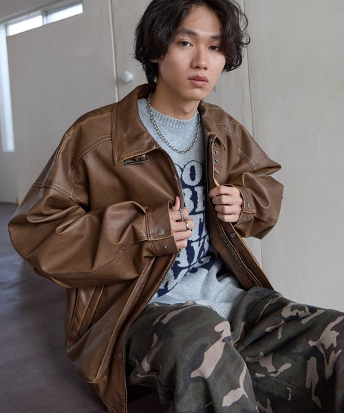 セール】《UNISEX》ウォッシュドレザーブルゾン（ブルゾン）｜PBLIM