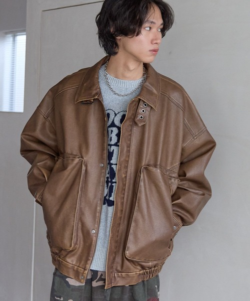 セール】《UNISEX》ウォッシュドレザーブルゾン（ブルゾン）｜PBLIM