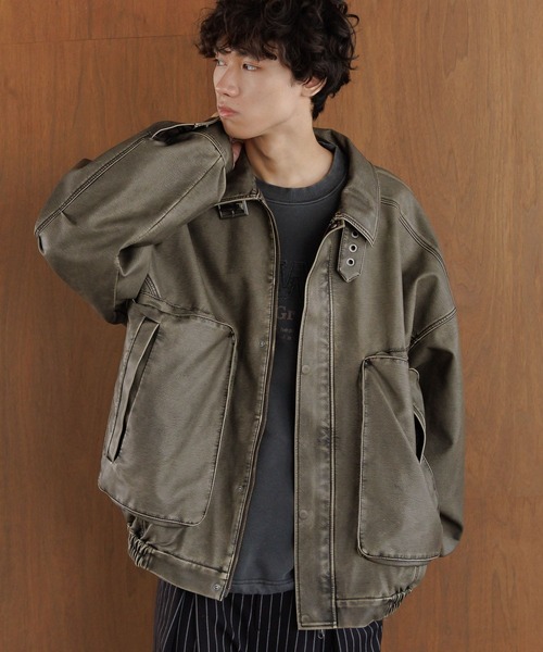 ウォッシュレザーブルゾン ウォッシュレザーブルゾン /Faux Leather Blouson | FICTION TO