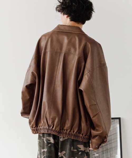 ウォッシュレザーブルゾン ウォッシュレザーブルゾン /Faux Leather Blouson | FICTION TO