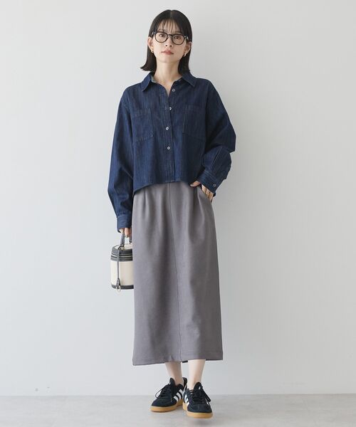 AMERICAN HOLIC(アメリカンホリック)の「ダンボールレザースカート(スカート・レディース・ベージュ/チャコールグレー/ブラック・M/L)」の7枚目の写真