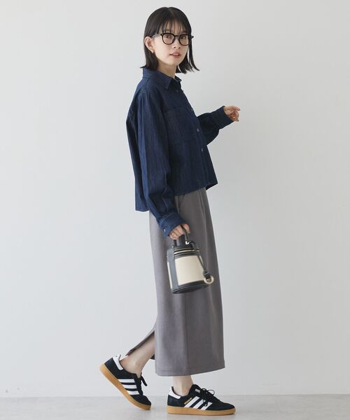 AMERICAN HOLIC(アメリカンホリック)の「ダンボールレザースカート(スカート・レディース・ベージュ/チャコールグレー/ブラック・M/L)」の8枚目の写真