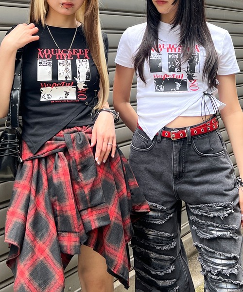 Figments(フィグメンツ)の「サイドレースアップパンクT(Tシャツ/カットソー・レディース・ブラック/ホワイト・FREE)」の9枚目の写真