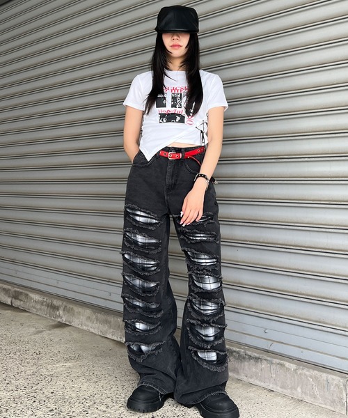 Figments(フィグメンツ)の「サイドレースアップパンクT(Tシャツ/カットソー・レディース・ブラック/ホワイト・FREE)」の14枚目の写真