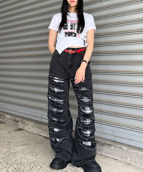 Figments(フィグメンツ)の「サイドレースアップパンクT(Tシャツ/カットソー・レディース・ブラック/ホワイト・FREE)」の15枚目の写真
