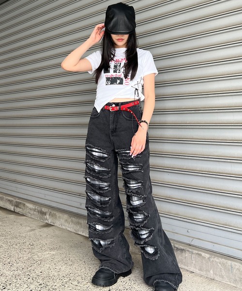 Figments(フィグメンツ)の「サイドレースアップパンクT(Tシャツ/カットソー・レディース・ブラック/ホワイト・FREE)」の16枚目の写真