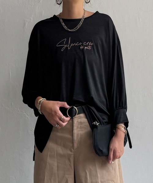 LBC（エルビーシー）の「シアーロゴ刺繍7分袖Tシャツ（Tシャツ/カットソー・レディース・ブラック/グレー/ホワイト・M）」の3枚目の写真