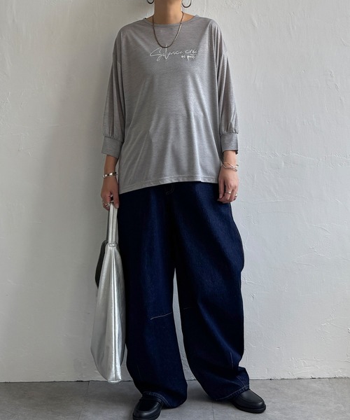 LBC（エルビーシー）の「シアーロゴ刺繍7分袖Tシャツ（Tシャツ/カットソー・レディース・ブラック/グレー/ホワイト・M）」の11枚目の写真