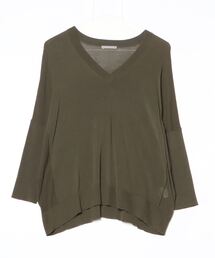 theory luxe Vネックニットトップス 半袖 theory luxe 22AW ウォッシャブル Vネックプルオーバーニット