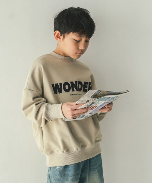 jeans-b（ジーンズベー）の「jeans-b/ジーンズベー WONDER　トレーナー（スウェット・キッズ・サンドベージュ/ベージュ/チャコールグレー・140cm/150cm/160cm/130cm）」の4枚目の写真