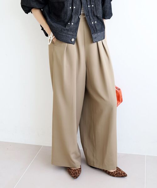 le.coeur blanc（ルクールブラン）の「《手洗い可能》フルダルダブルタックワイドパンツ（その他パンツ・レディース・キャメル/グレイッシュベージュ/ブラウン・38）」の3枚目の写真