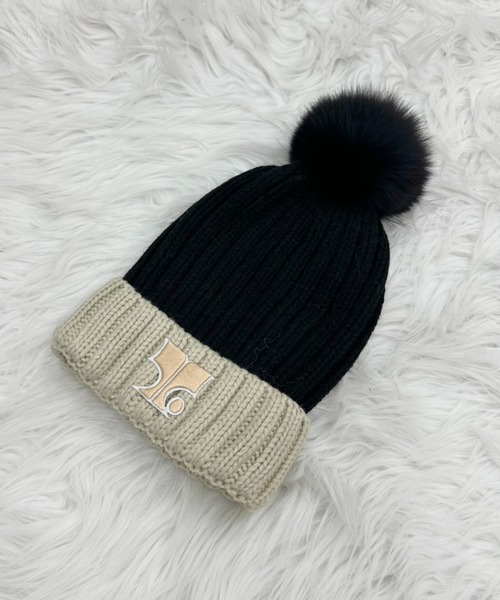 TITTY&CO.(ティティーアンドコー)の「バイカラーニット帽(ニットキャップ/ビーニー・レディース・ベージュ/ブラウン/ホワイト・FREE)」の17枚目の写真