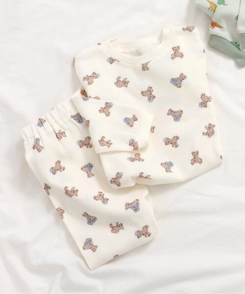 apres les cours（アプレレクール）の「BOYSバラエティワッフルパジャマ（ルームウェア/パジャマ・キッズ・ベージュ/オフホワイト/ミント/キナリ・90/100/110/120/80/130）」の3枚目の写真