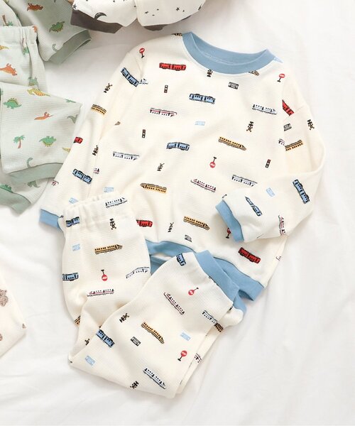 apres les cours（アプレレクール）の「BOYSバラエティワッフルパジャマ（ルームウェア/パジャマ・キッズ・ベージュ/オフホワイト/ミント/キナリ・90/100/110/120/80/130）」の2枚目の写真