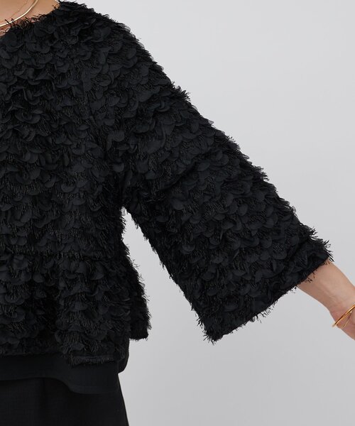 LIVETART（リヴェタート）の「フリンジ刺繍ブルゾン（ノーカラージャケット・レディース・ブラック・FREE）」の15枚目の写真