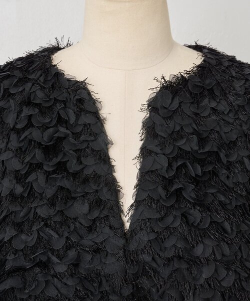 LIVETART（リヴェタート）の「フリンジ刺繍ブルゾン（ノーカラージャケット・レディース・ブラック・FREE）」の6枚目の写真