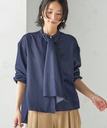 SHIPS | 〈手洗い可能〉デニム ライク リボン タイ ブラウス(シャツ/ブラウス)