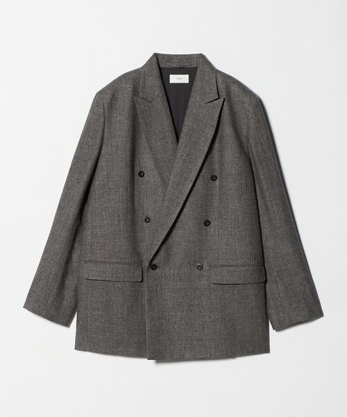 エイトン　ダブルジャケット セール】＜ATON＞チェック ダブル ジャケット（テーラードジャケット