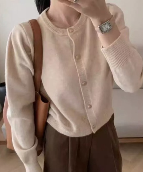 STAY MOTION（ステイモーション）の「【WEB限定】長袖ニットカーディガン［韓国ファッション カジュアル 着回し抜群］≪AW新作≫（カーディガン/ボレロ・レディース・グレー/ベージュ/レッド/ブラック・F）」の3枚目の写真