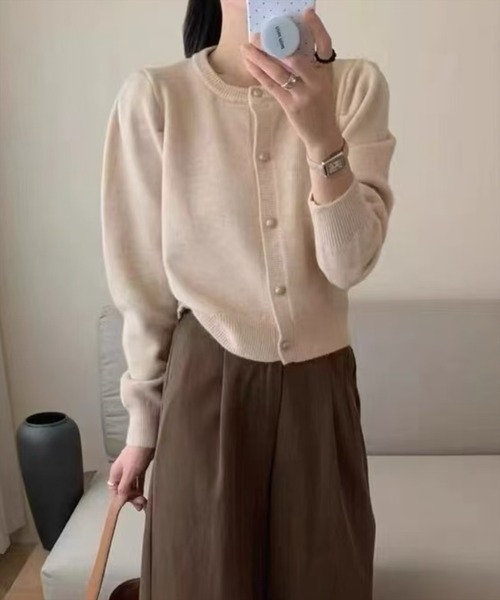 STAY MOTION（ステイモーション）の「【WEB限定】長袖ニットカーディガン［韓国ファッション カジュアル 着回し抜群］≪AW新作≫（カーディガン/ボレロ・レディース・グレー/ベージュ/レッド/ブラック・F）」の5枚目の写真