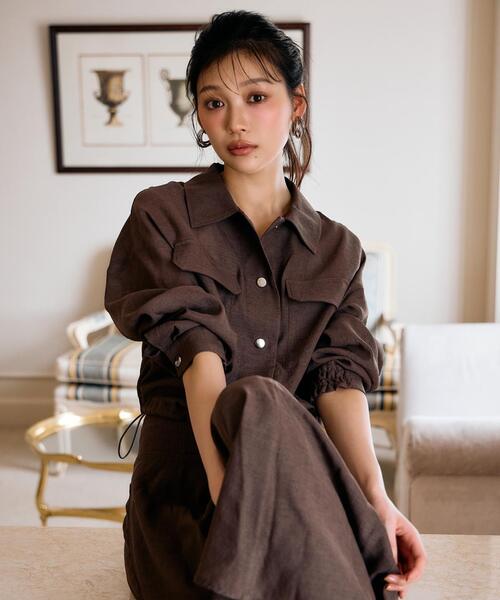AND COUTURE（アンドクチュール）の「サイドリブシアーフレアスカート（スカート・レディース・ブラック/ブラウン・MEDIUM/SMALL）」の16枚目の写真