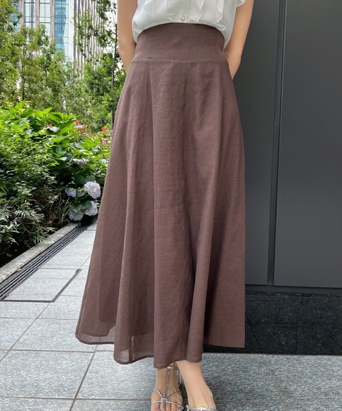 AND COUTURE（アンドクチュール）の「サイドリブシアーフレアスカート（スカート・レディース・ブラック/ブラウン・MEDIUM/SMALL）」の22枚目の写真