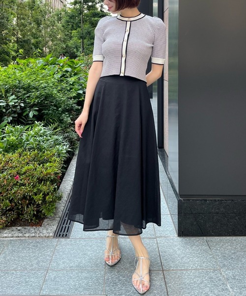 AND COUTURE（アンドクチュール）の「サイドリブシアーフレアスカート（スカート・レディース・ブラック/ブラウン・MEDIUM/SMALL）」の17枚目の写真