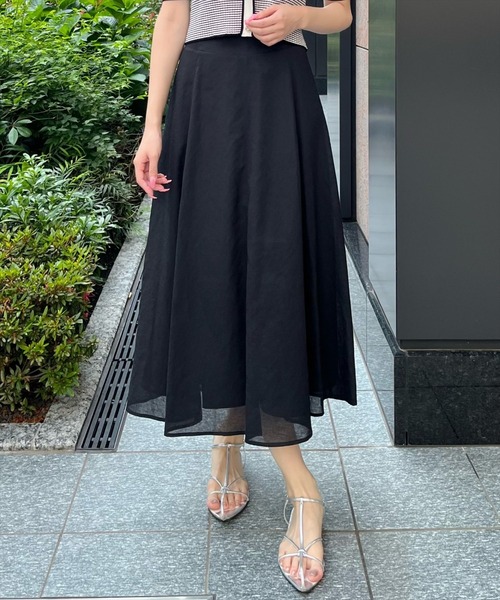 AND COUTURE（アンドクチュール）の「サイドリブシアーフレアスカート（スカート・レディース・ブラック/ブラウン・MEDIUM/SMALL）」の18枚目の写真