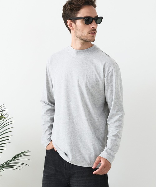 UNIIT(ユニット)の「【汗染みの目立ちにくいTシャツ ZEROSTAIN /ゼロステイン】モックネック ロンT 防汚 UVカット(Tシャツ/カットソー・メンズ・スミクロ/ブラック/杢グレー・MEDIUM/LARGE/X-LARGE)」の1枚目の写真