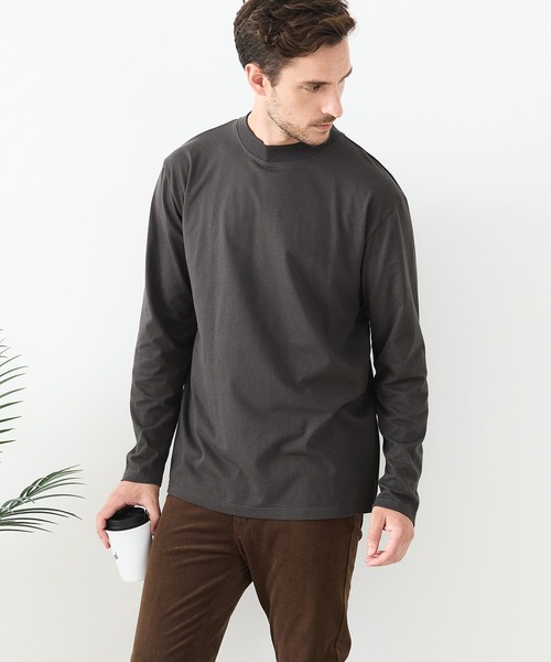 UNIIT(ユニット)の「【汗染みの目立ちにくいTシャツ ZEROSTAIN /ゼロステイン】モックネック ロンT 防汚 UVカット(Tシャツ/カットソー・メンズ・スミクロ/ブラック/杢グレー・MEDIUM/LARGE/X-LARGE)」の3枚目の写真