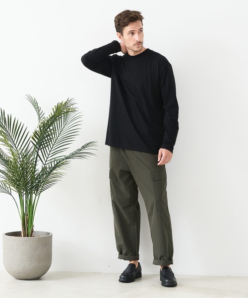 UNIIT(ユニット)の「【汗染みの目立ちにくいTシャツ ZEROSTAIN /ゼロステイン】モックネック ロンT 防汚 UVカット(Tシャツ/カットソー・メンズ・スミクロ/ブラック/杢グレー・MEDIUM/LARGE/X-LARGE)」の14枚目の写真
