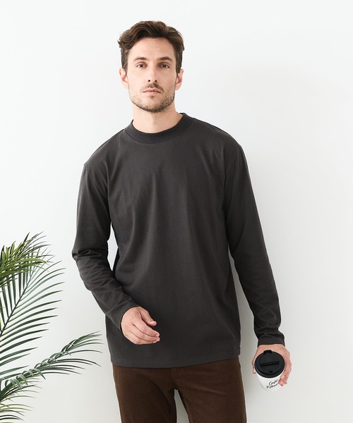 UNIIT(ユニット)の「【汗染みの目立ちにくいTシャツ ZEROSTAIN /ゼロステイン】モックネック ロンT 防汚 UVカット(Tシャツ/カットソー・メンズ・スミクロ/ブラック/杢グレー・MEDIUM/LARGE/X-LARGE)」の6枚目の写真